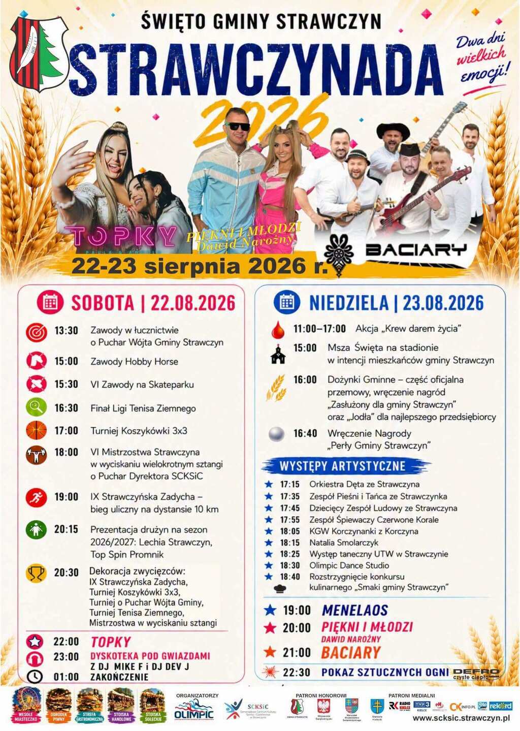 ZAPRASZAMY na największe święto Gminy Strawczyn 22 - 23 sierpnia br.!