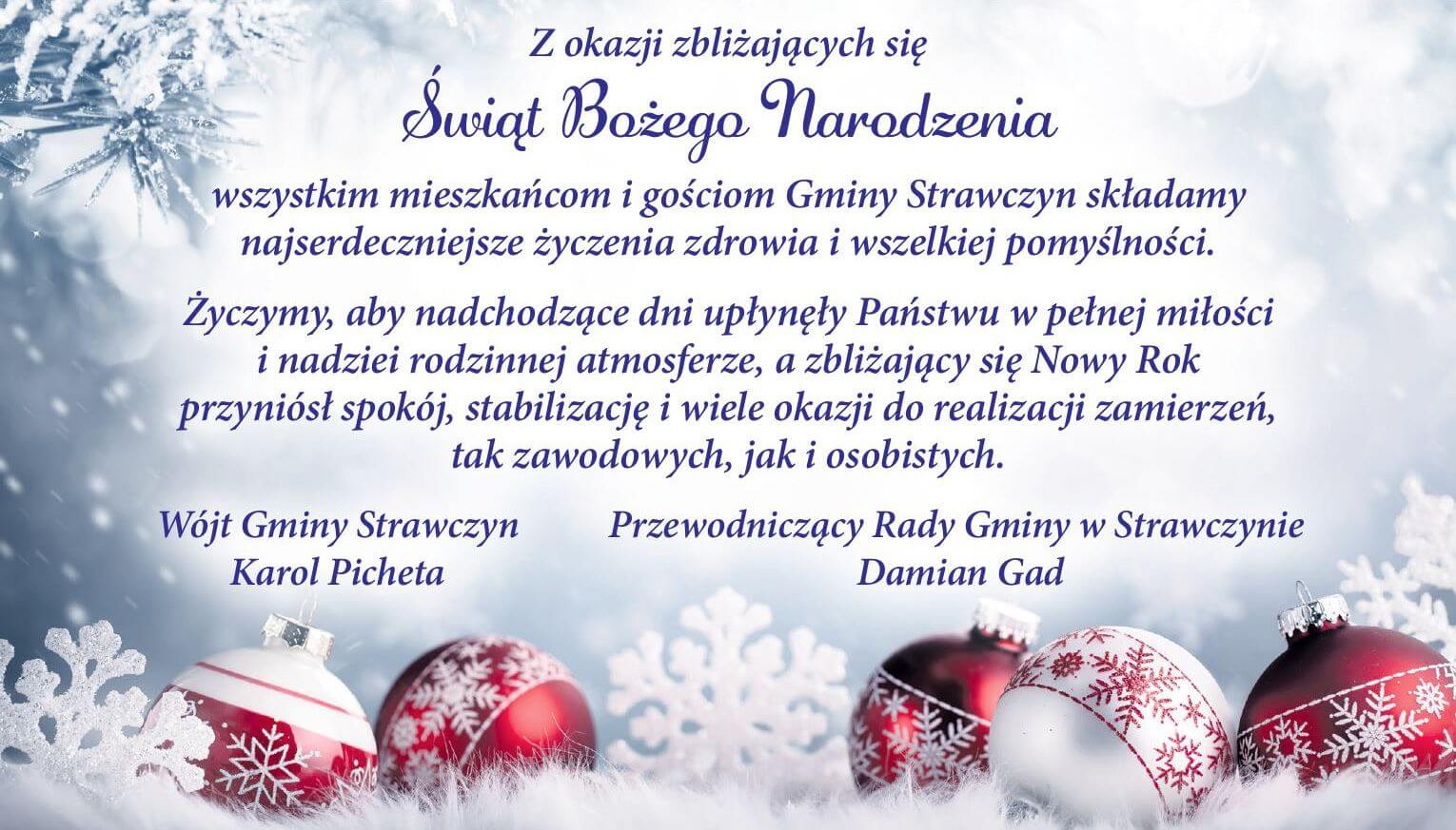 Kartka Bożonarodzeniowa, życzenia do władz gminy