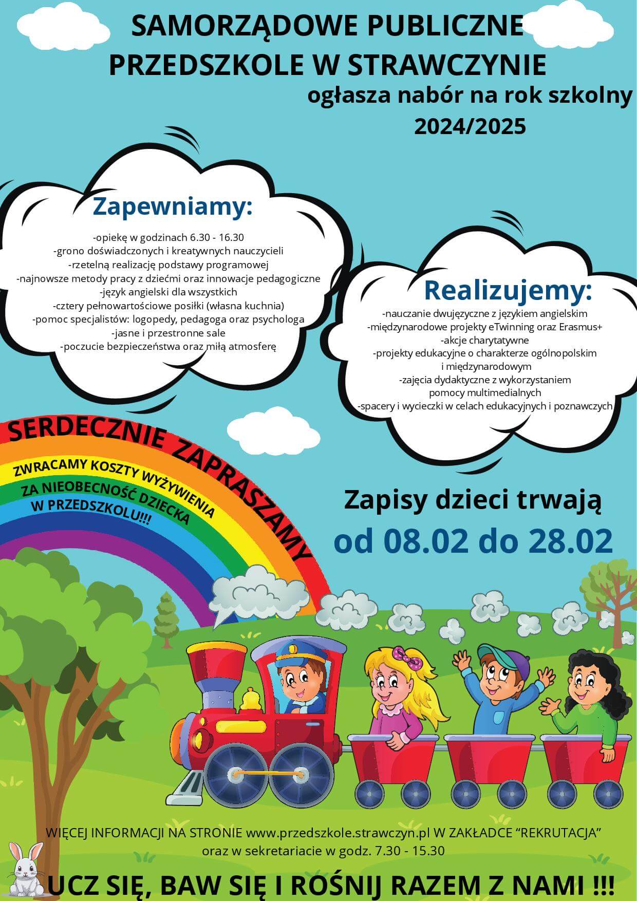 Plakat rekrutacji do Samorządowego Publicznego Przedszkola w&nbsp;Strawczynie