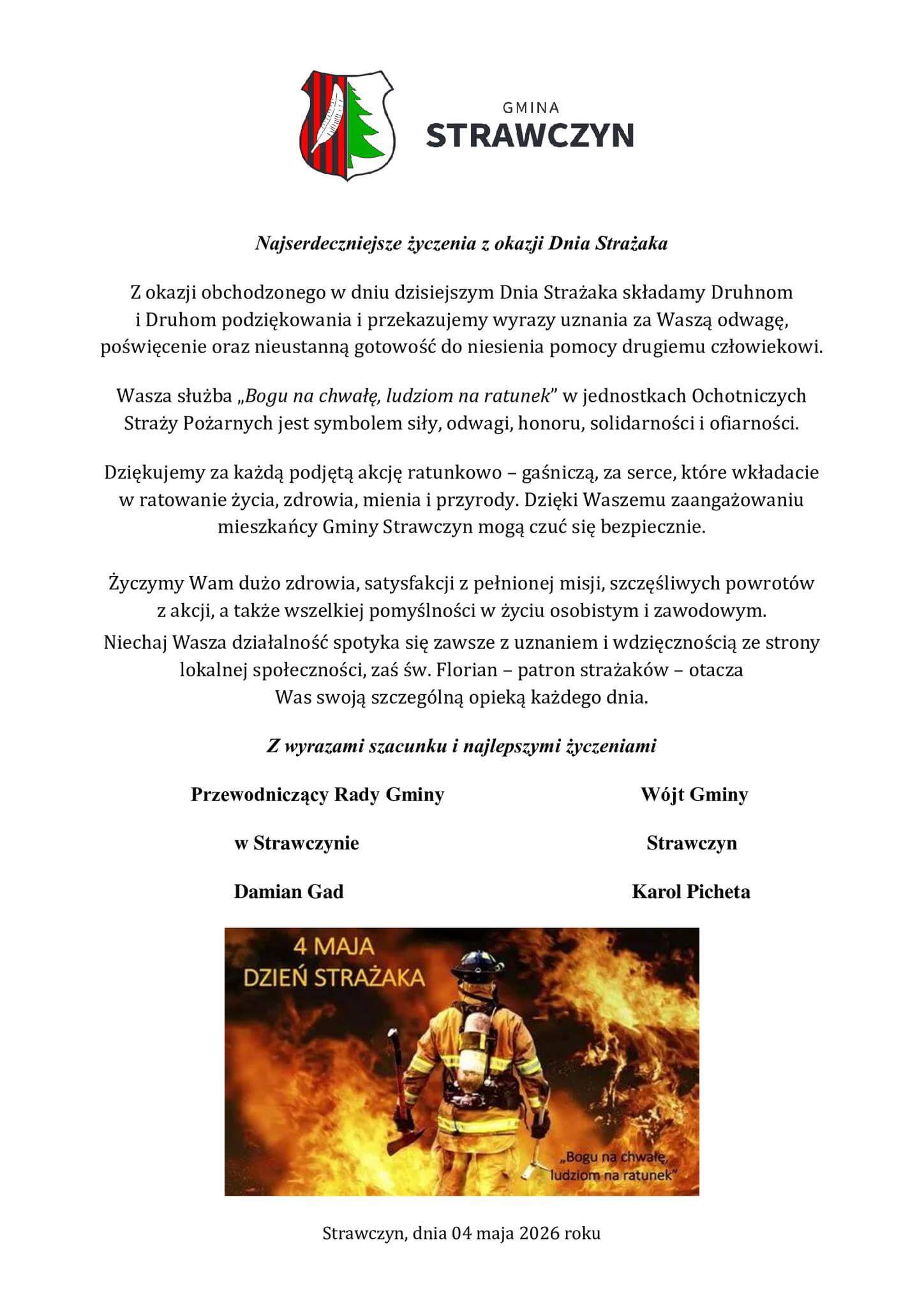Życzenia z&nbsp;okazji Dnia Strażaka