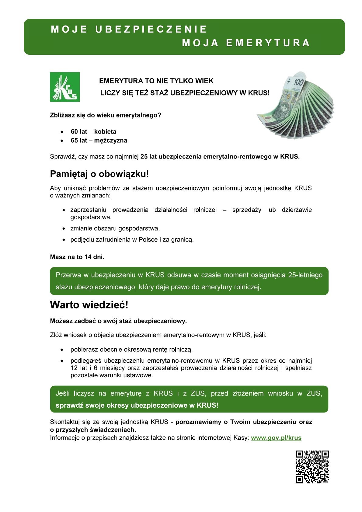 KRUS. Moje ubezpieczenie, moja emerytura.