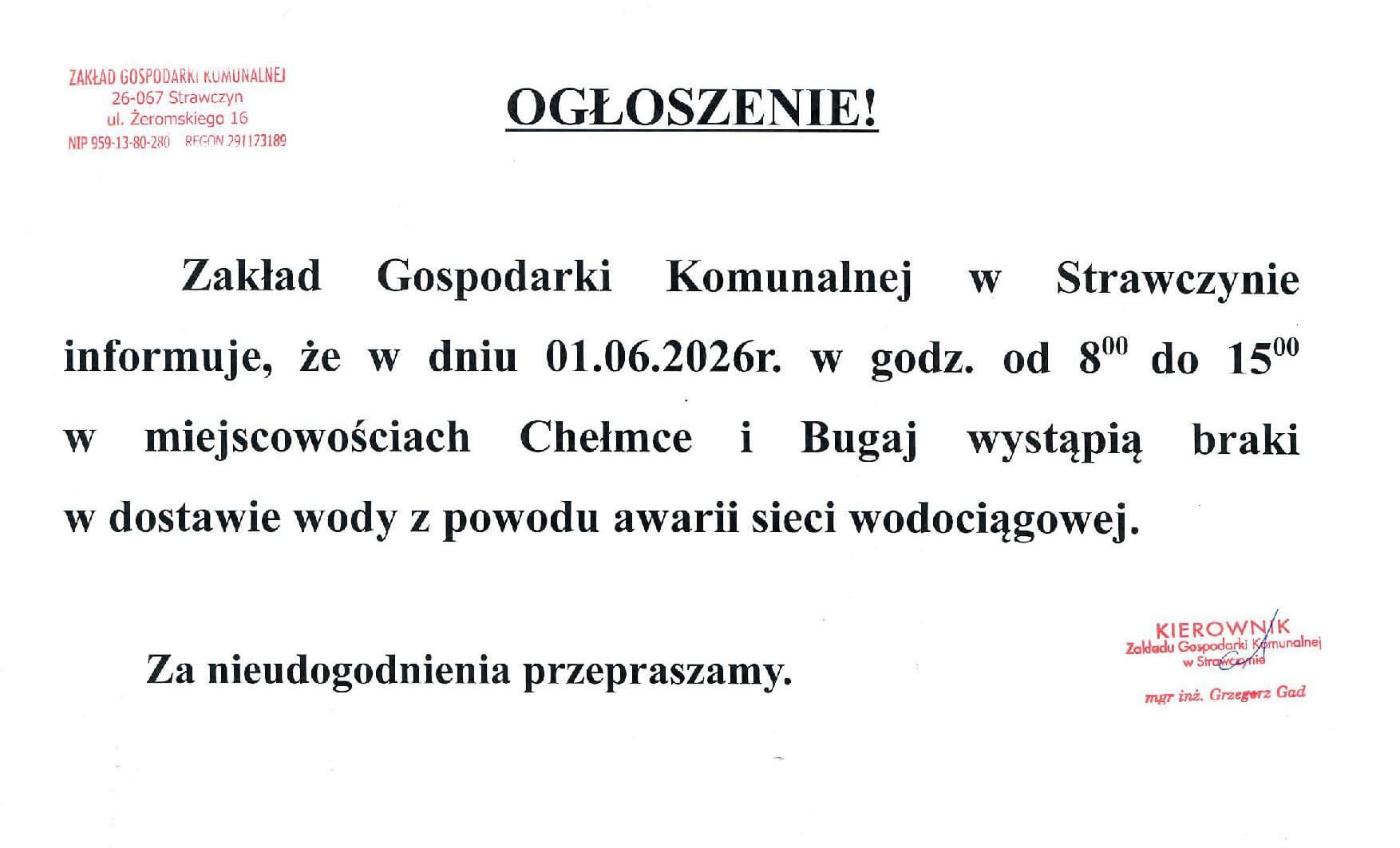 Braki w&nbsp;dostawie wody