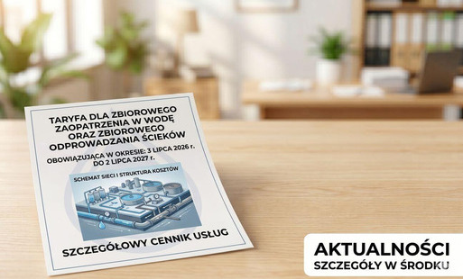 Kartka z napisem Taryfa dla zbiorowego zaopatrzenia w wodę i zbiorowego odprowadzania ścieków.