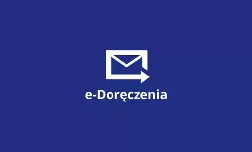Napis eDoręczenia na niebieskim tle